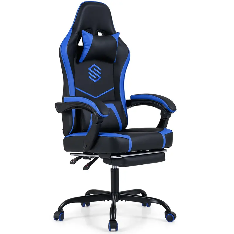 Lumbar-Support Computer Chair Featuring Integrated Footrest and Adjustable Linkage Armrests