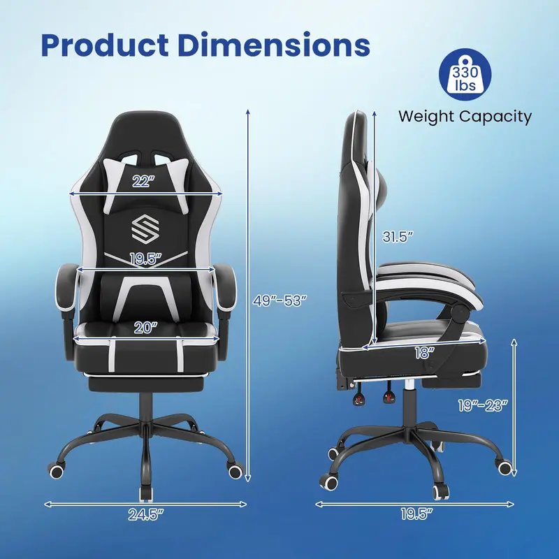 Lumbar-Support Computer Chair Featuring Integrated Footrest and Adjustable Linkage Armrests