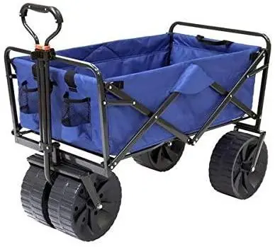 Mac Sports All-Terrain Beach Wagon – Heavy-Duty Collapsible Utility Cart in Blue/Black