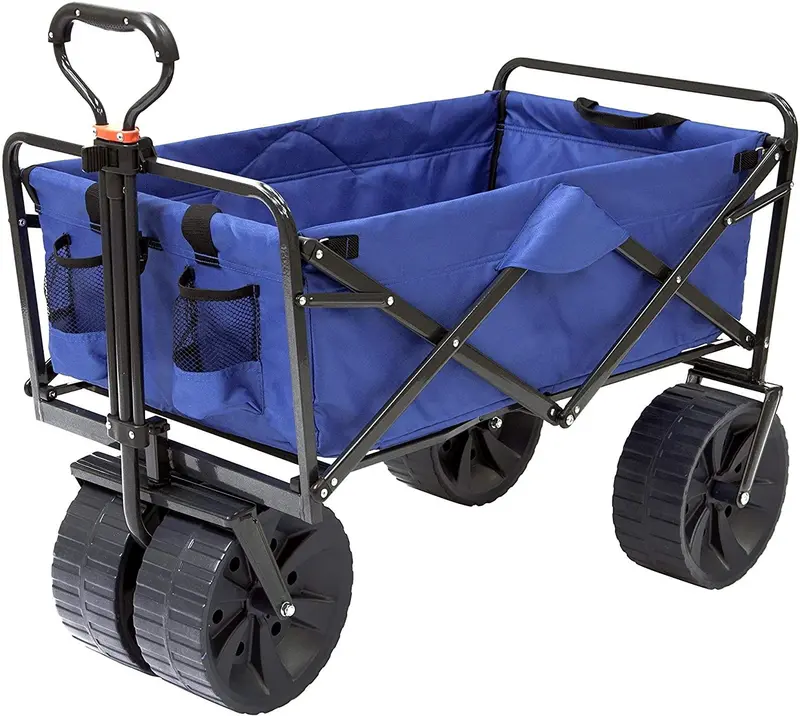 Mac Sports All-Terrain Beach Wagon – Heavy-Duty Collapsible Utility Cart in Blue/Black