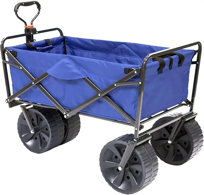 Mac Sports All-Terrain Beach Wagon – Heavy-Duty Collapsible Utility Cart in Blue/Black
