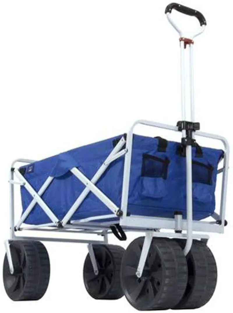 Mac Sports All-Terrain Beach Wagon – Heavy-Duty Collapsible Utility Cart in Blue/Black