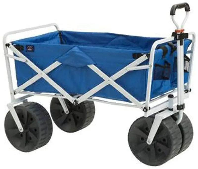 Mac Sports All-Terrain Beach Wagon – Heavy-Duty Collapsible Utility Cart in Blue/Black