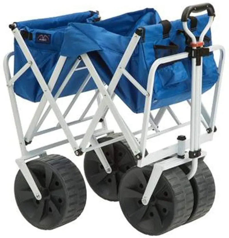 Mac Sports All-Terrain Beach Wagon – Heavy-Duty Collapsible Utility Cart in Blue/Black