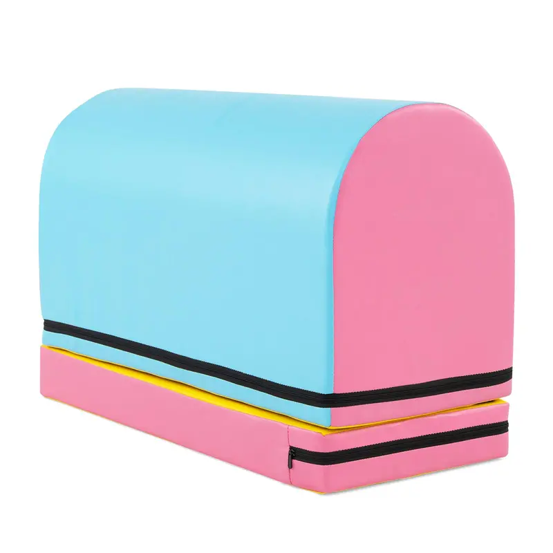Mailbox-Style Gymnastics Tumbling Mat – Vaulting Box with Removable Foam Pad & Integrated Carry Handle