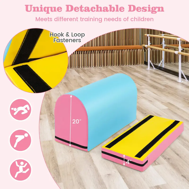 Mailbox-Style Gymnastics Tumbling Mat – Vaulting Box with Removable Foam Pad & Integrated Carry Handle