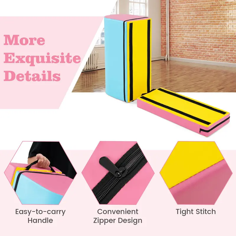 Mailbox-Style Gymnastics Tumbling Mat – Vaulting Box with Removable Foam Pad & Integrated Carry Handle