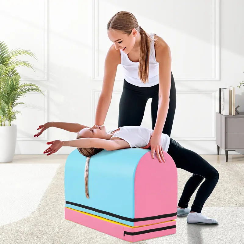 Mailbox-Style Gymnastics Tumbling Mat – Vaulting Box with Removable Foam Pad & Integrated Carry Handle