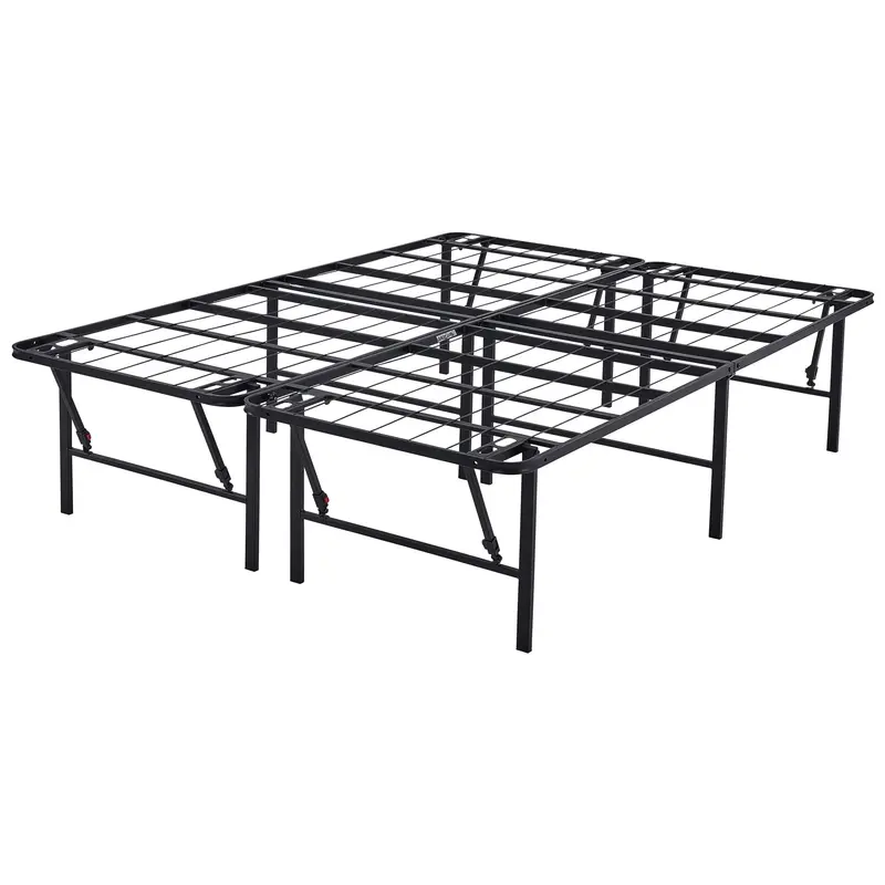 Mainstays High-Profile Foldable Queen Platform Bed Frame – 18-Inch Steel Support Base in Matte Black