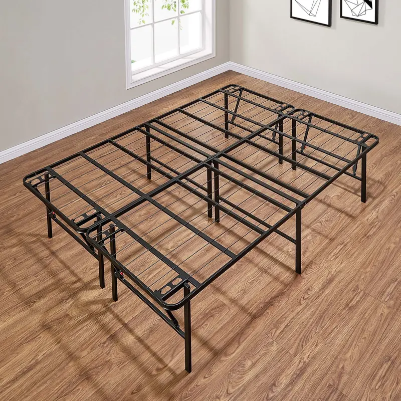 Mainstays High-Profile Foldable Queen Platform Bed Frame – 18-Inch Steel Support Base in Matte Black
