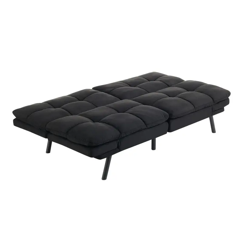 Mainstays Memory Foam Futon Sofa Bed – Black Faux Suede Convertible Lounge and Sleep Solution
