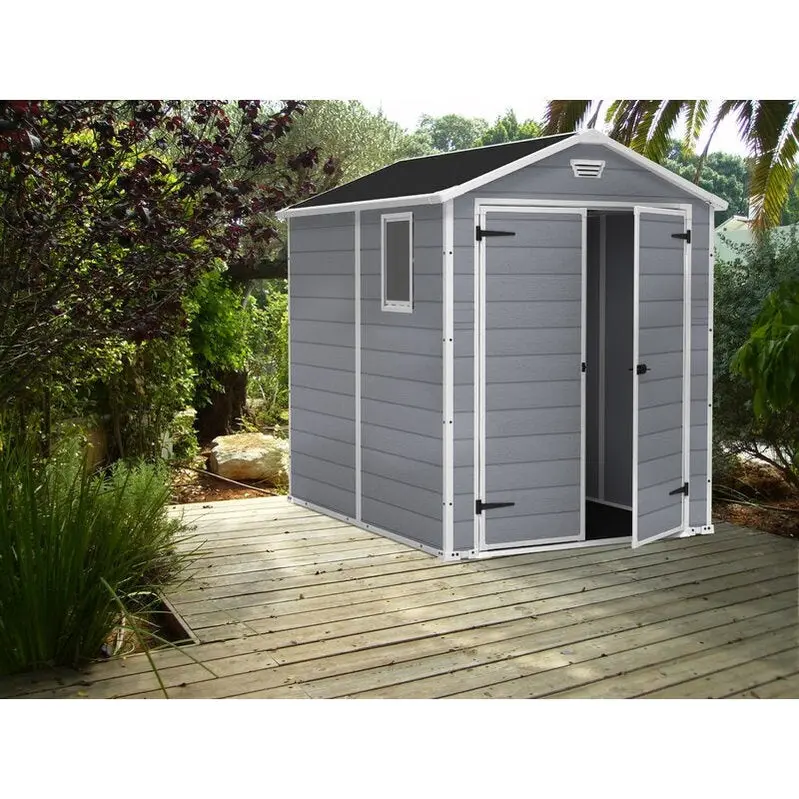 Manor Compact 6 ft x 7.5 ft Resin Storage Shed – Space-Saving Outdoor Storage Solution