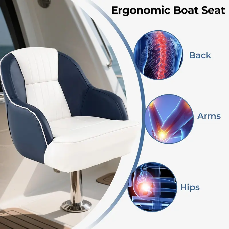 Marine-Grade Pontoon Boat Seat – Ergonomic Captain’s Chair with High-Density Cushioning