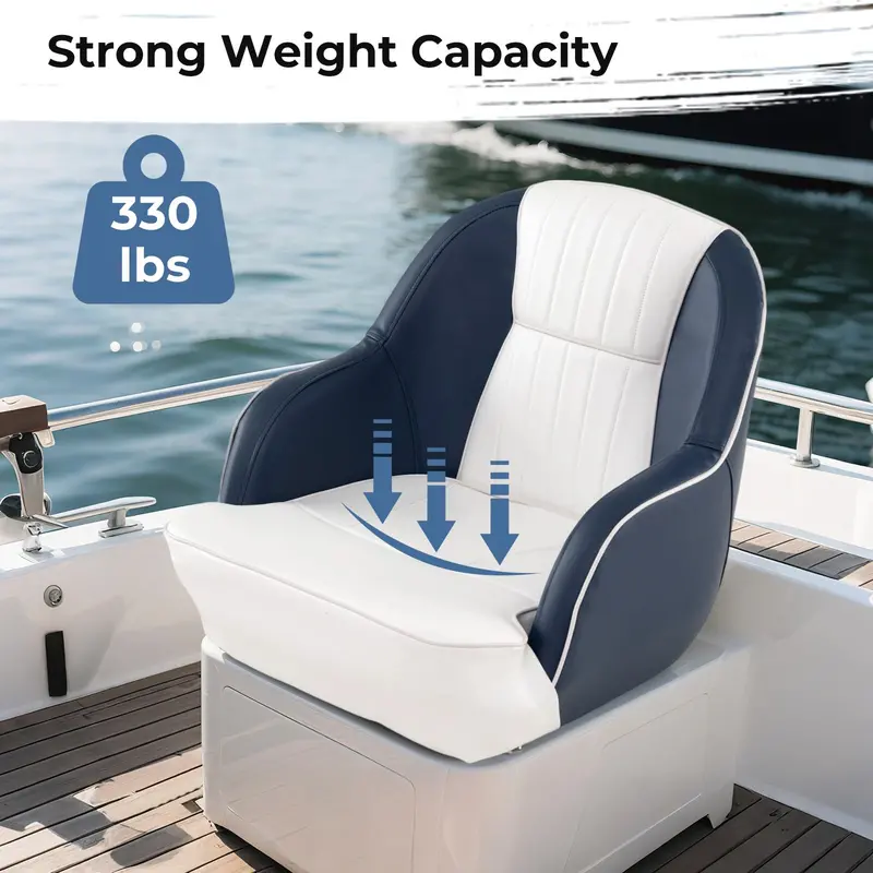 Marine-Grade Pontoon Boat Seat – Ergonomic Captain’s Chair with High-Density Cushioning