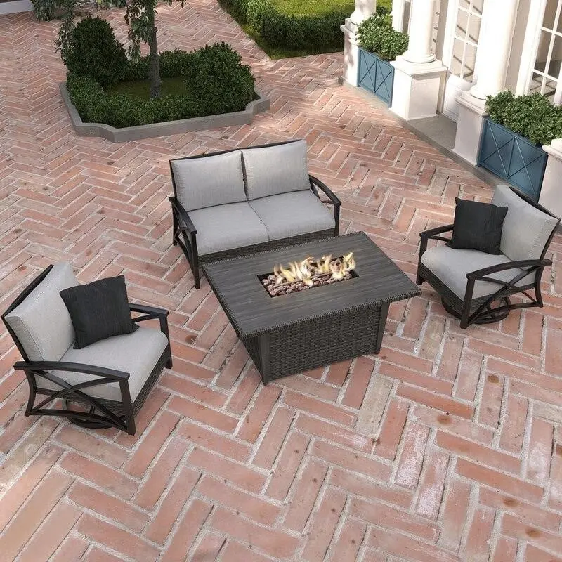 Martha Stewart 4-Piece All-Weather Outdoor Seating Set – Powder-Coated Metal Frames with Fade-Resistant Cushions