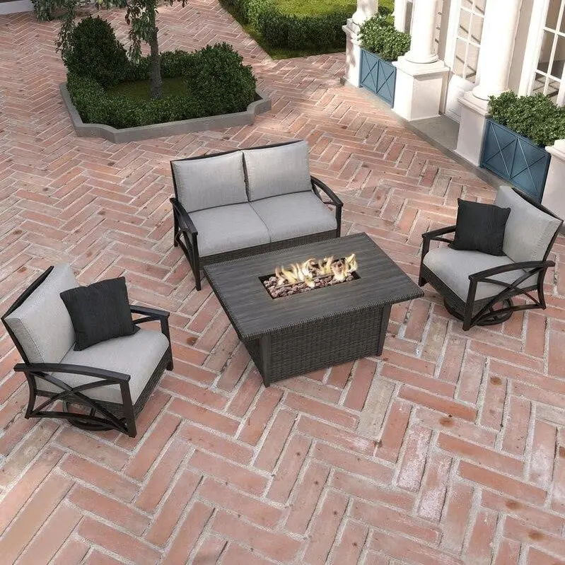 Martha Stewart 4-Piece Metal Outdoor Seating Set – All-Weather Cushioned Chairs for Patios & Decks