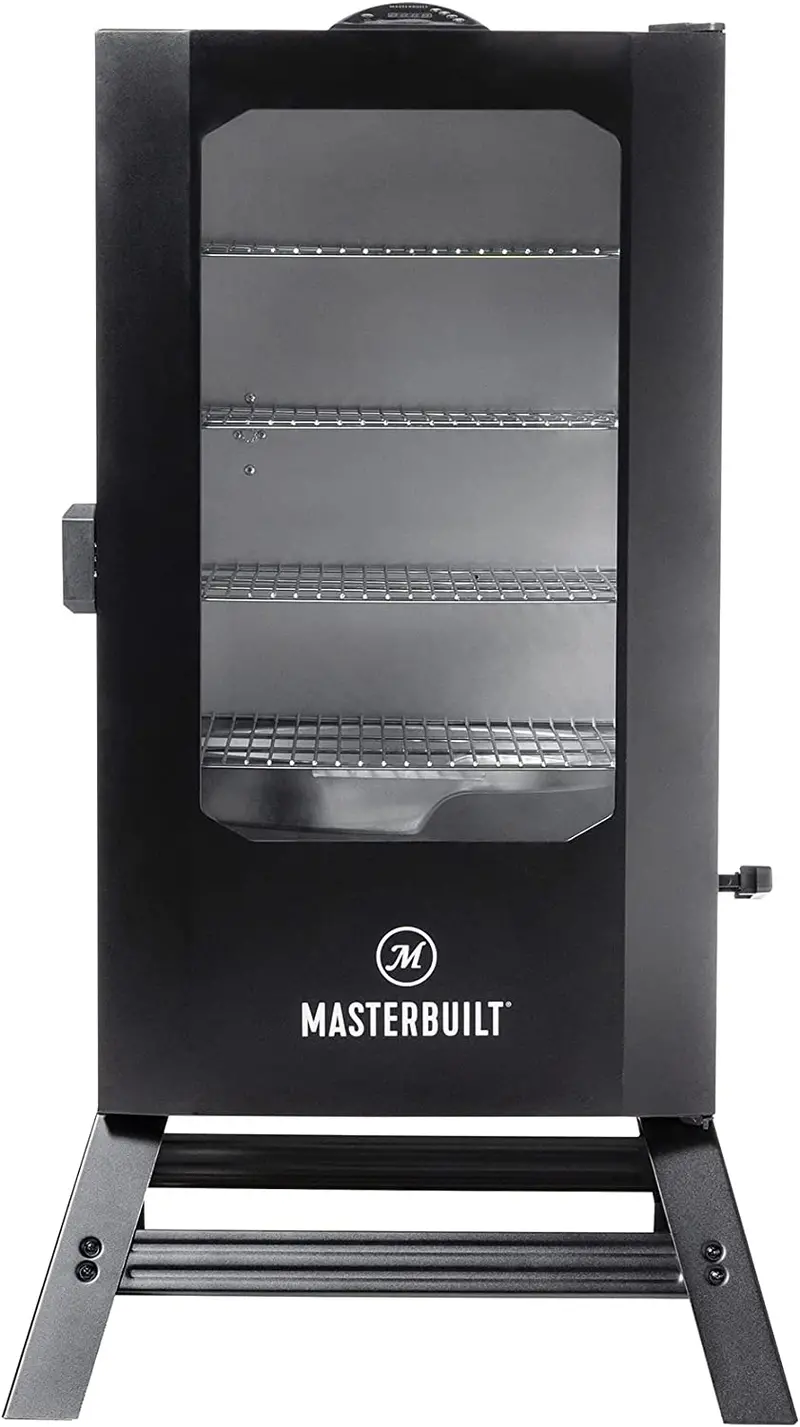 Masterbuilt 40-Inch Digital Electric Smoker – Black Unit with Glass Viewing Window, Four Adjustable Racks & Portable Legs