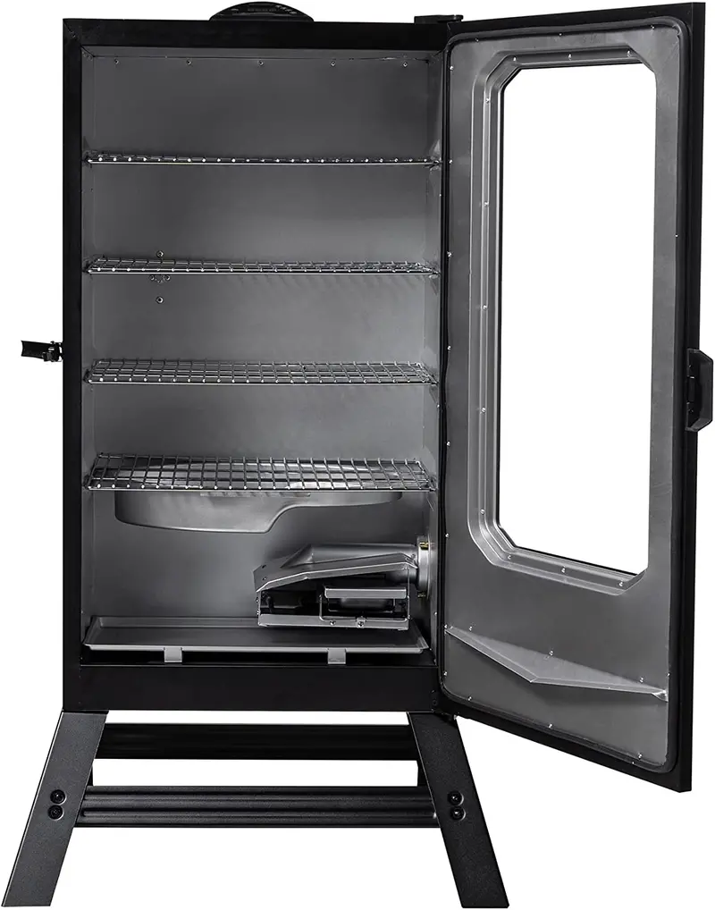 Masterbuilt 40-Inch Digital Electric Smoker – Black Unit with Glass Viewing Window, Four Adjustable Racks & Portable Legs