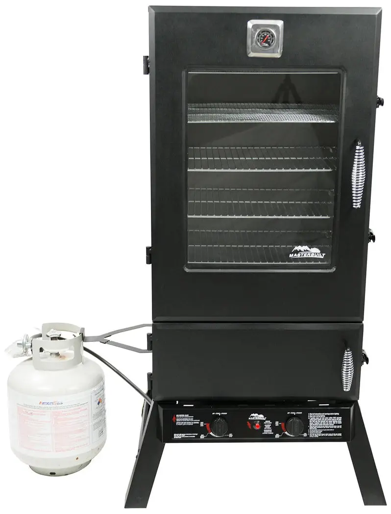 Masterbuilt 44-Inch Dual-Chamber Propane Smoker – Vertical Offset BBQ Smoker for Authentic Flavor Infusion