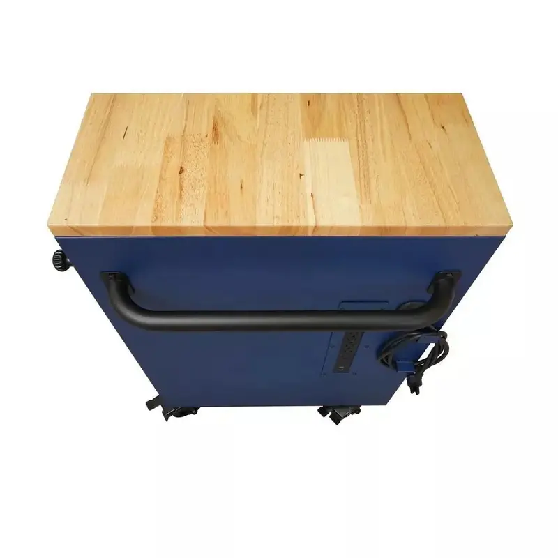 Matte Blue 52-Inch 9-Drawer Mobile Workbench – Heavy-Duty Rolling Station with Adjustable Solid Wood Work Surface 2