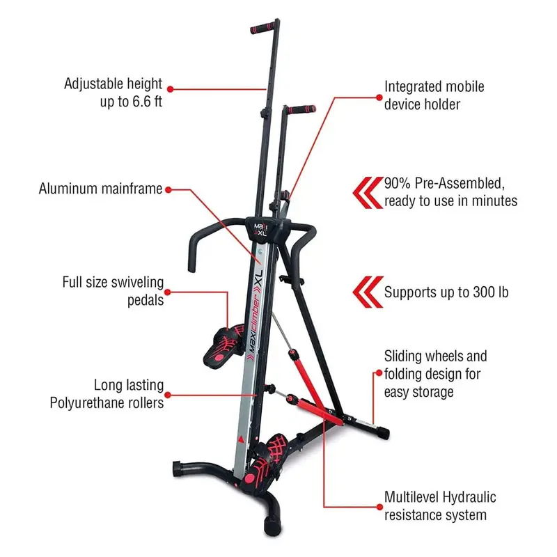 MaxiClimber XL Vertical Climbing Machine – Hydraulic Resistance Training System for Full-Body Workouts