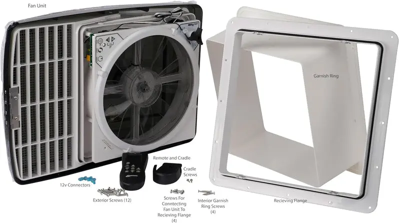 MaxxFan Deluxe Roof Vent with Wireless Remote – Smoke-Tinted Cover, Black Housing