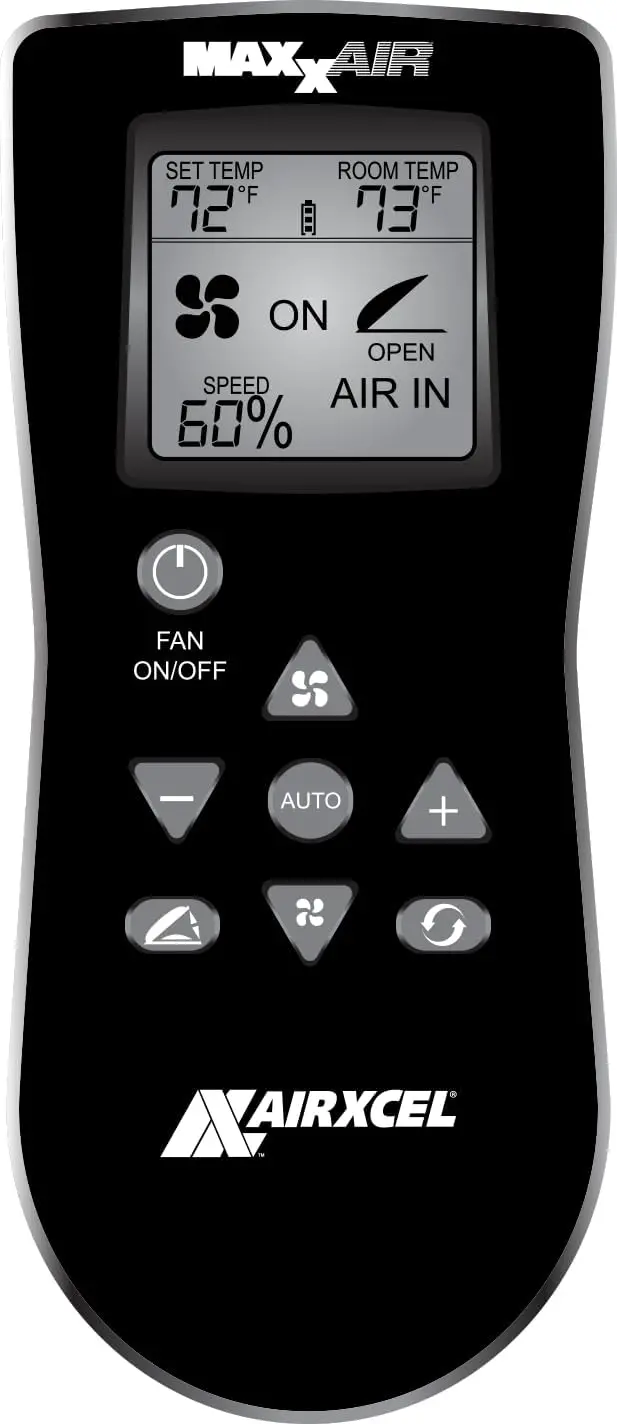 MaxxFan Deluxe Roof Vent with Wireless Remote – Smoke-Tinted Cover, Black Housing