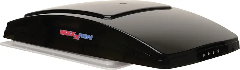 MaxxFan Deluxe Roof Vent with Wireless Remote – Smoke-Tinted Cover, Black Housing