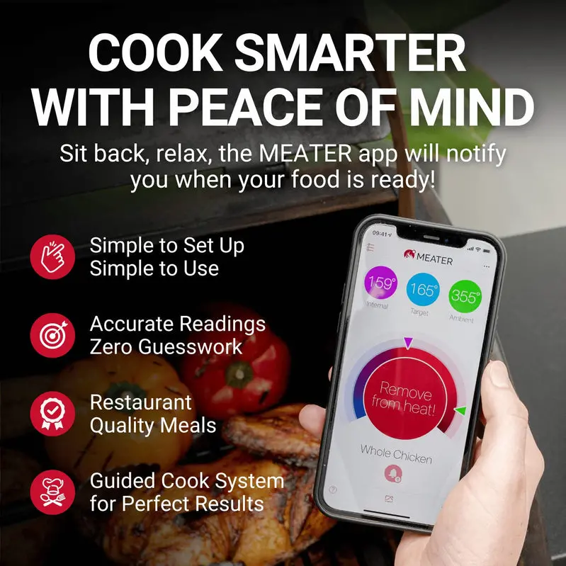 MEATER Plus Bluetooth Smart Meat Thermometer – 165-Foot Range, Oven-to-Grill Real-Time Temp Monitoring