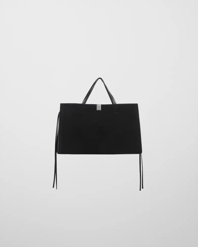 Medium Suede Kit Cabas Bag In Black