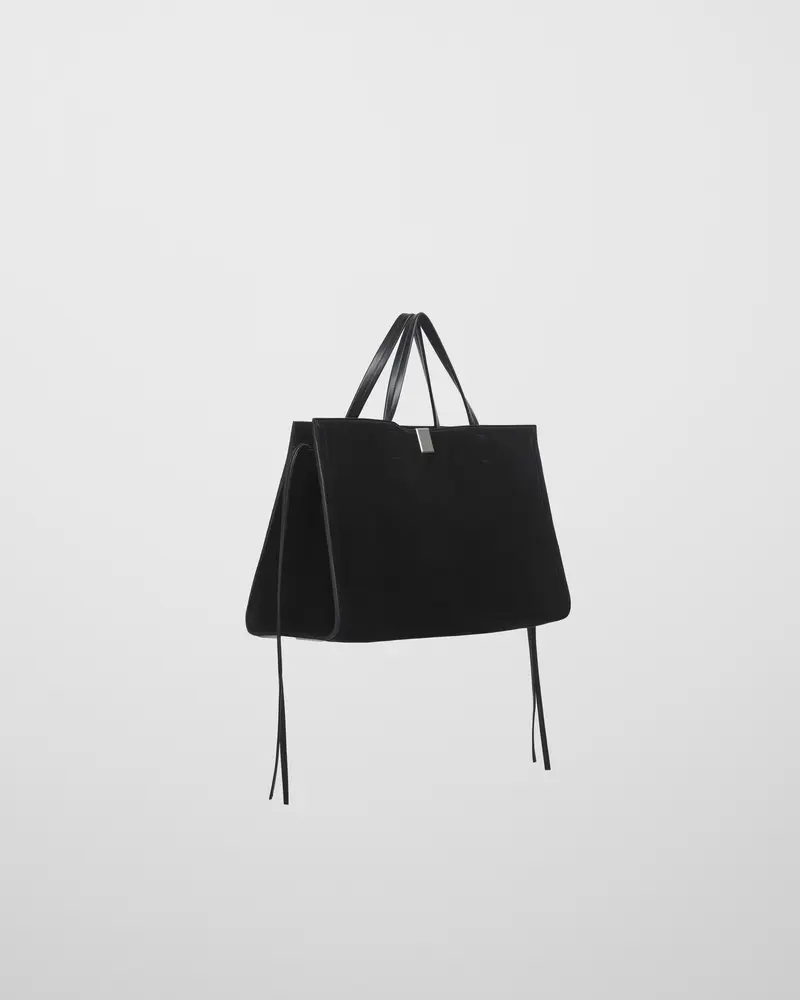 Medium Suede Kit Cabas Bag In Black 2