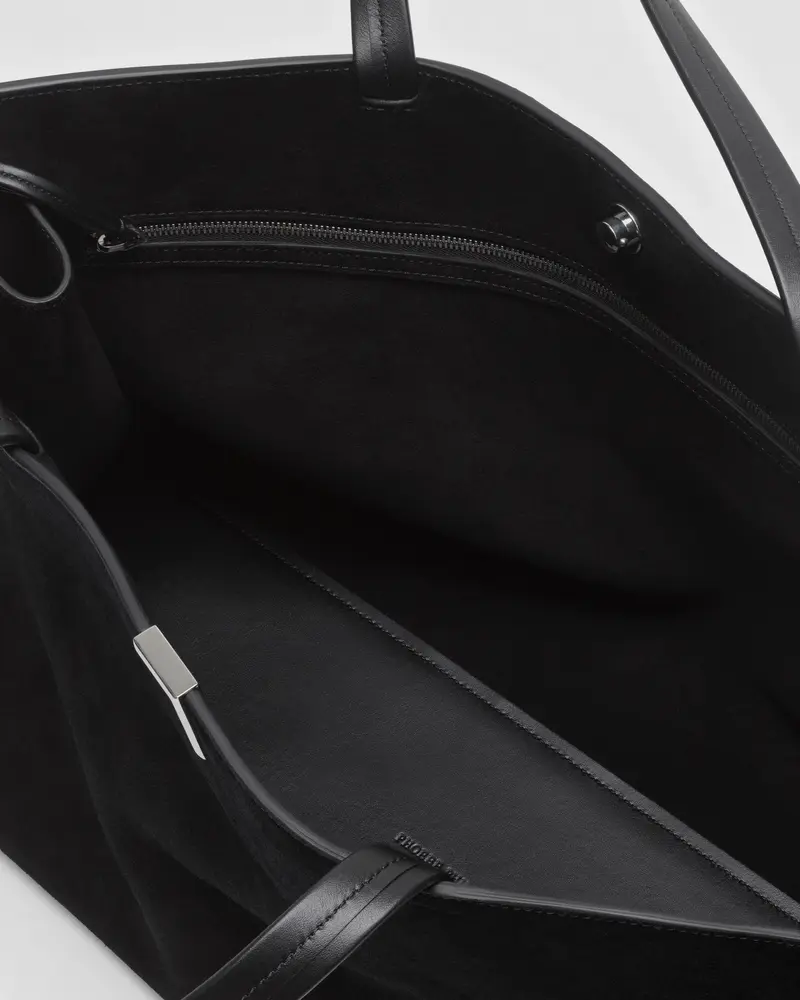 Medium Suede Kit Cabas Bag In Black