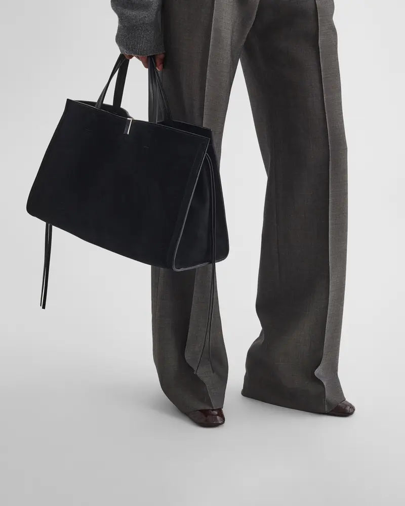 Medium Suede Kit Cabas Bag In Black