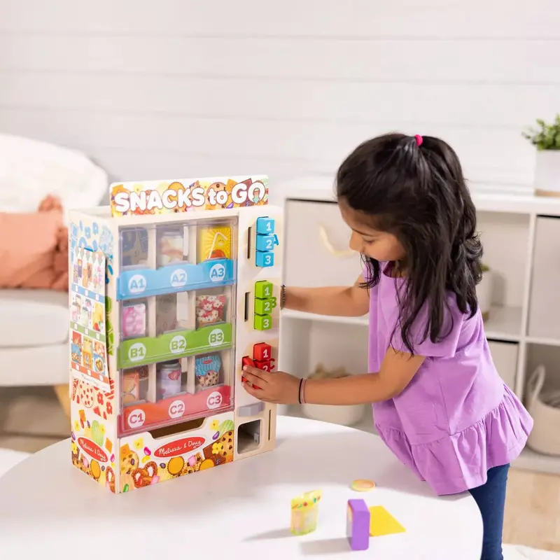 Melissa & Doug Wooden Vending Machine Playset – 17-Piece Educational Toy for Kids Ages 3–6