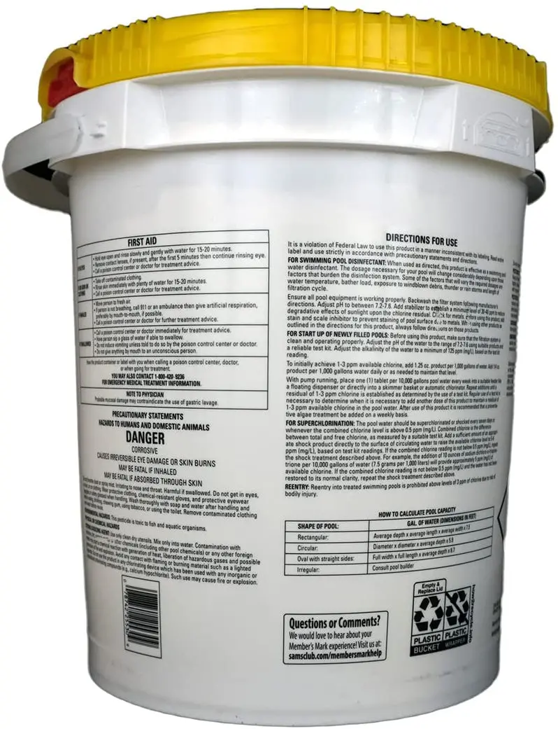 Members Mark 3-Inch Slow-Dissolving Chlorine Tablets – 40 lb Pool Sanitizer Pack