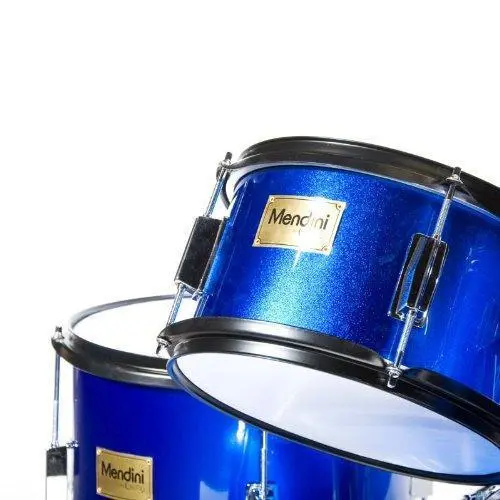 Mendini by Cecilio MJDS-5-BL 5-Piece Kids’ Drum Set – Blue Metallic Starter Kit Includes Throne, Cymbal & Drumsticks