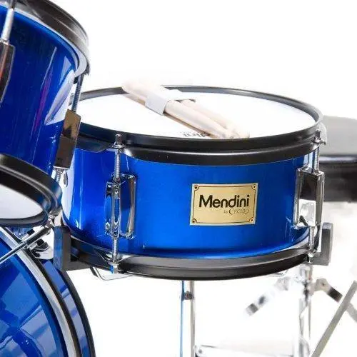 Mendini by Cecilio MJDS-5-BL 5-Piece Kids’ Drum Set – Blue Metallic Starter Kit Includes Throne, Cymbal & Drumsticks