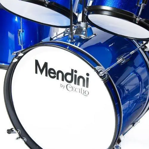 Mendini by Cecilio MJDS-5-BL 5-Piece Kids’ Drum Set – Blue Metallic Starter Kit Includes Throne, Cymbal & Drumsticks