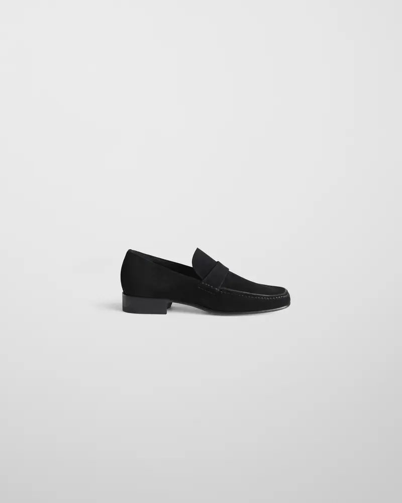 Men'S Black Suede Loafer | Hand-Stitched Classic Slip-On Shoe