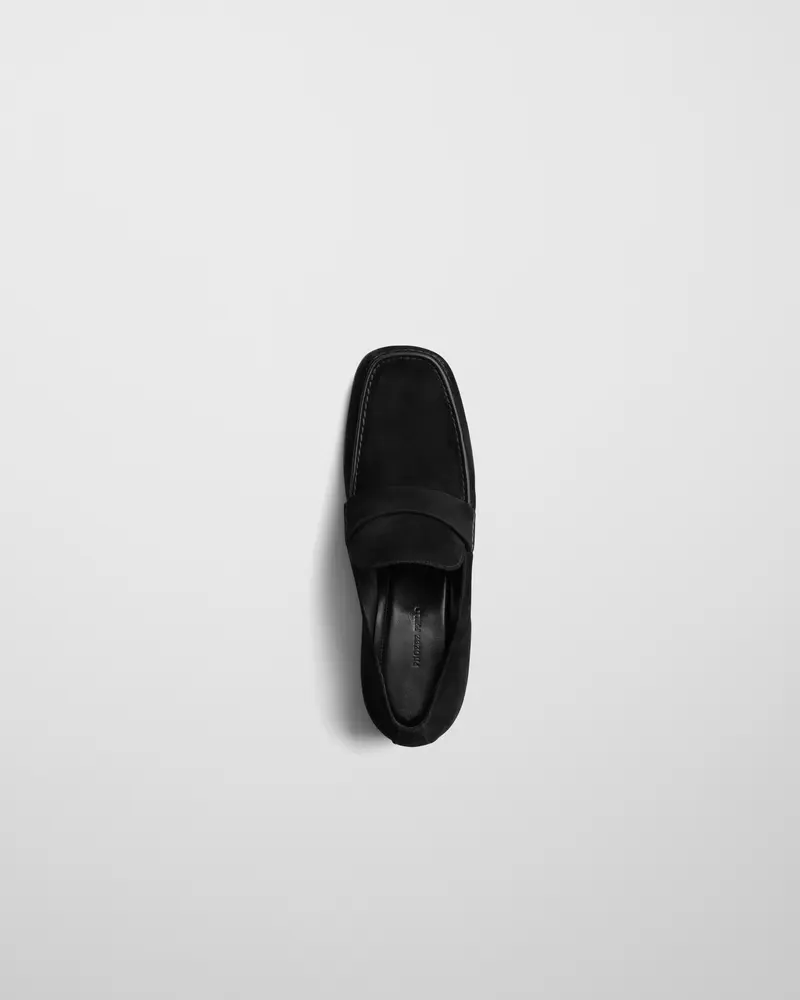 Men'S Black Suede Loafer | Hand-Stitched Classic Slip-On Shoe