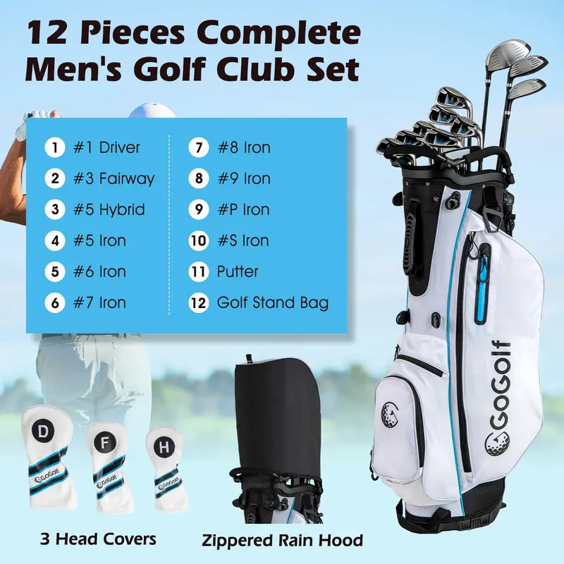 Men’s Starter Golf Set – 12-Piece Right-Handed Club Bundle for Beginners & Recreational Players