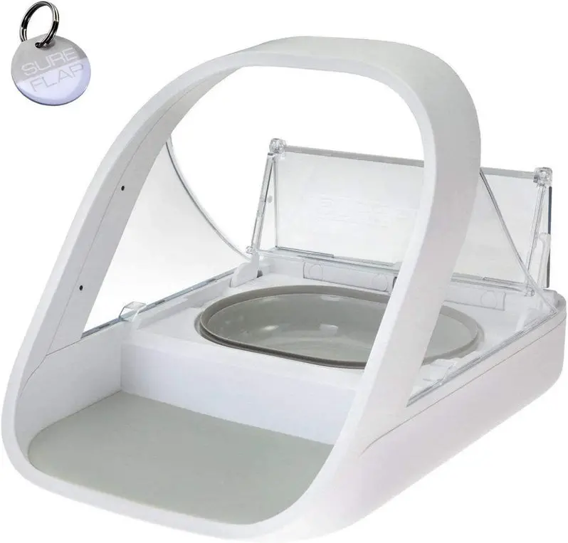 Microchip-Enabled Automatic Pet Feeder MPF001 | Dual-Compartment Dispenser for Wet and Dry Food | Includes Complimentary Absorbent Pet Towel