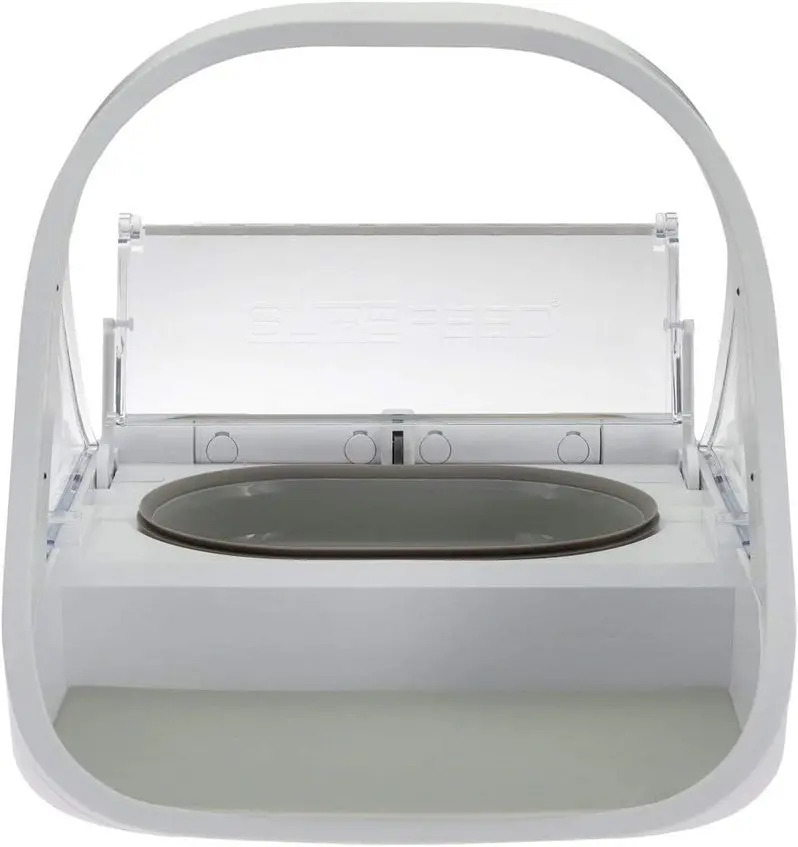 Microchip-Enabled Automatic Pet Feeder MPF001 | Dual-Compartment Dispenser for Wet and Dry Food | Includes Complimentary Absorbent Pet Towel