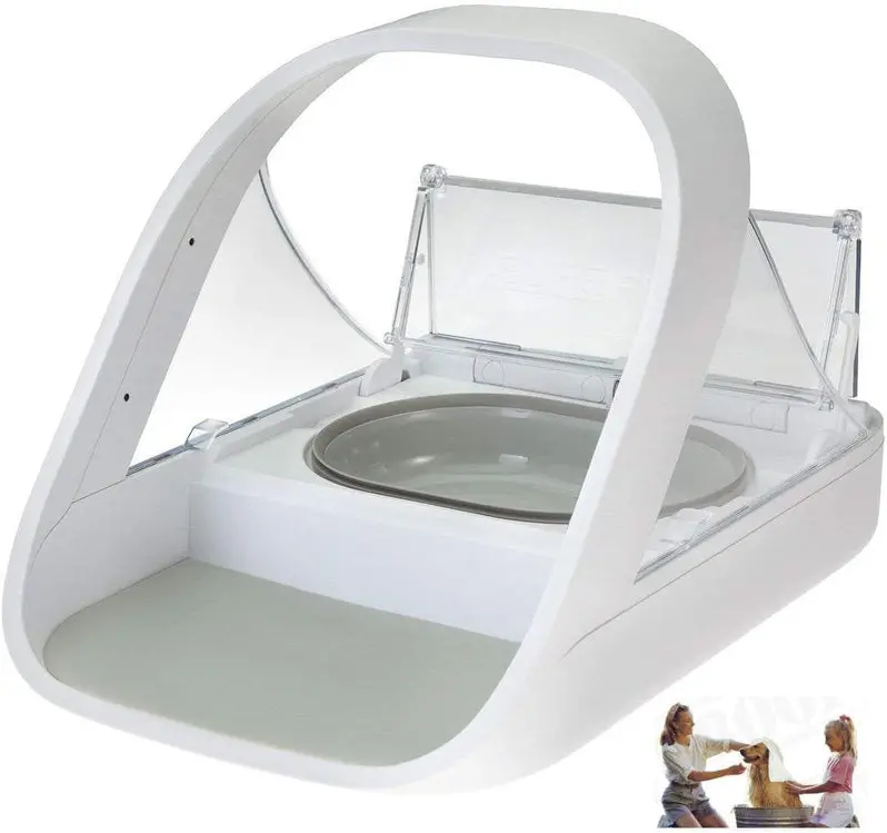 Microchip-Enabled Automatic Pet Feeder MPF001 | Dual-Compartment Dispenser for Wet and Dry Food | Includes Complimentary Absorbent Pet Towel