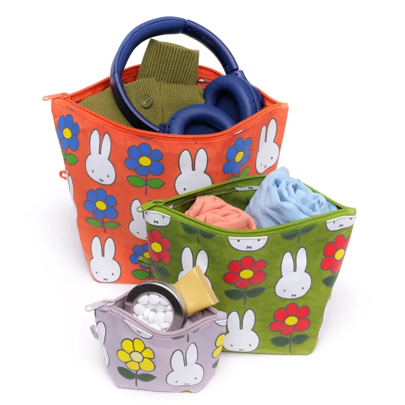 Miffy x Baggu Travel Pouch Collection – 3-Piece Set in Recycled Nylon