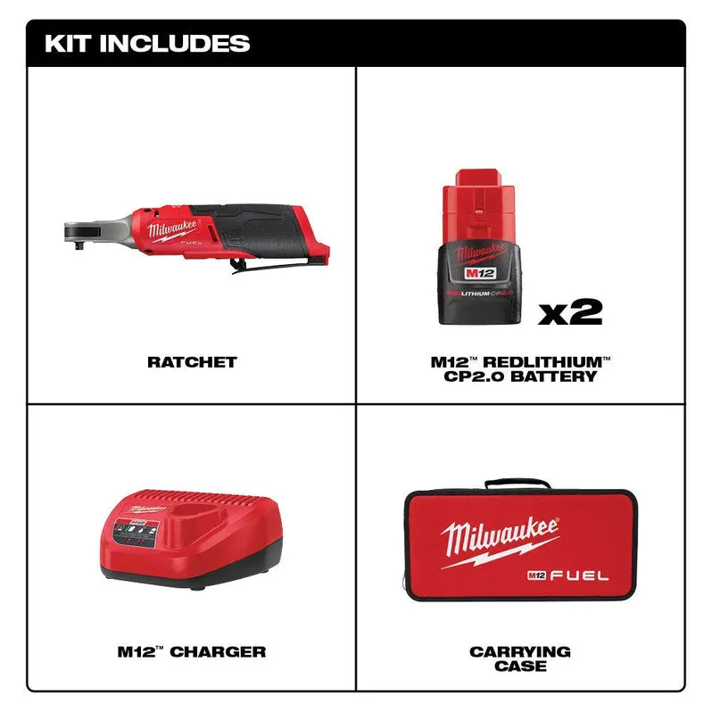 Milwaukee M12 FUEL 1/4" Cordless Ratchet – Compact Brushless Fastening Tool for Tight-Space Applications