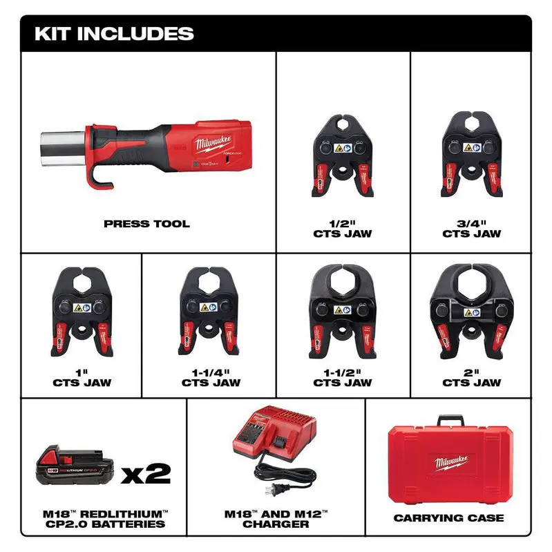 Milwaukee M18 FORCE LOGIC ONE-KEY Hydraulic Press Tool – Precision 1/2-Inch Crimping System for Professional Installations