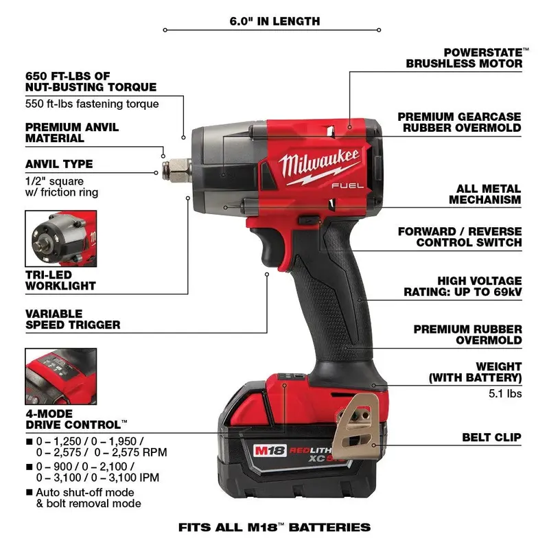 Milwaukee M18 FUEL 7-Tool Cordless Combo Kit — Includes Two 5.0Ah Batteries & Charger
