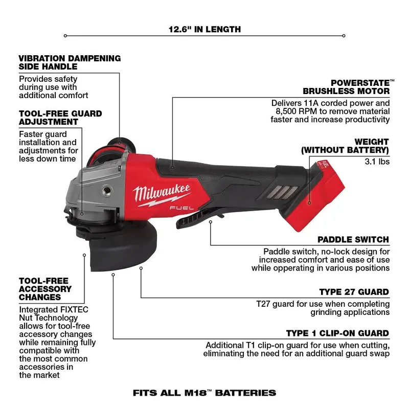 Milwaukee M18 FUEL 7-Tool Cordless Combo Kit — Includes Two 5.0Ah Batteries & Charger