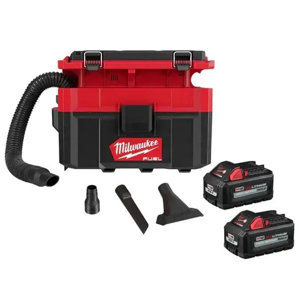 Milwaukee M18 FUEL PACKOUT Wet/Dry Vacuum – 2.5-Gallon Tank, Dual 6.0 Ah High-Output Batteries